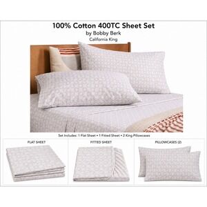 Bobby Berk California King Sheet Set 100% Cotton 400TC Grey Geometric 4pc New